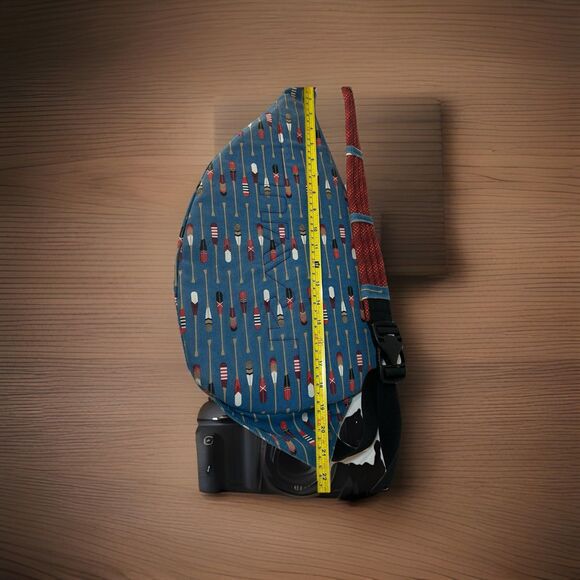 Kavu Blue Backpack with Wooden Paddles/Oars Pattern Red Rope Sling Back Bag - Picture 7 of 7